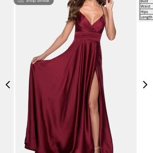 La Femme Empire Waist Elegant Satin Gown